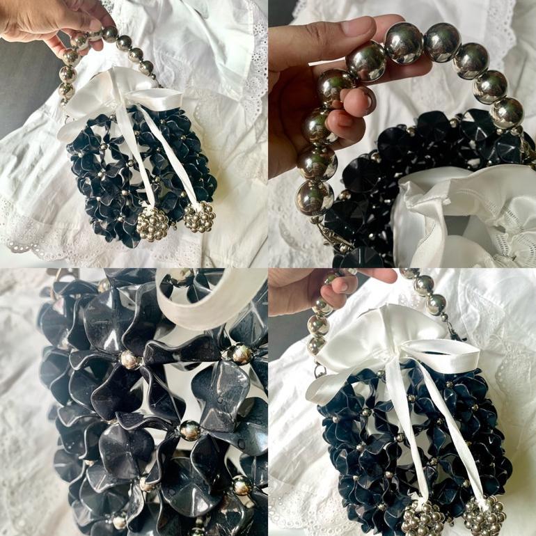 Best Deals Beaded Bag Bucket Warna Silver Berbagai Ukuran