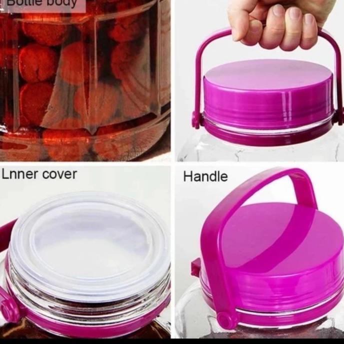 s Kaca Jumbo 10L Gagang Ungu Manisan Asinan Canister Jar Kue Lebaran Kombucha Dessert Minuman Kue Ro