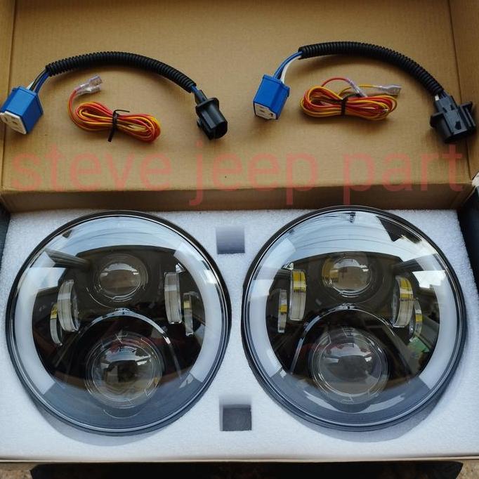 Headlamp lampu besar depan LED 7inch model JW speaker jeep wrangler JK