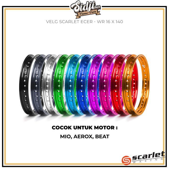 Velg Lingkar Ecer Alumunium Scarlet 36H Racing R14 R16 R17 R18 140 160 185 215 Motor Cb 150 R Mio Va