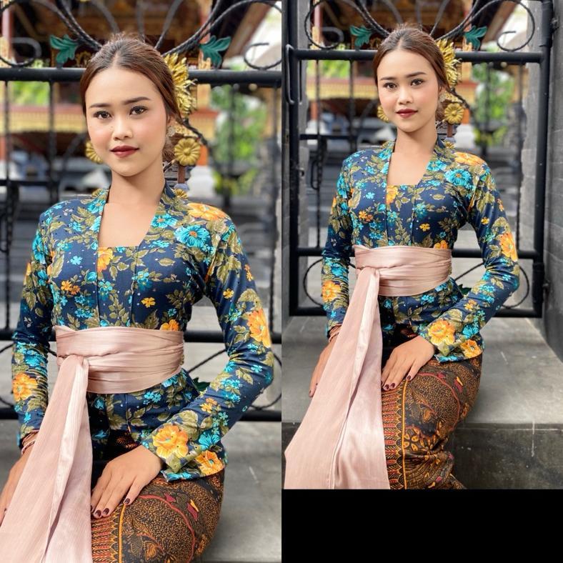 EXCLUSIVE (kebaya saja)Kebaya bali strait motif bunga lengan panjang KEKINIAN