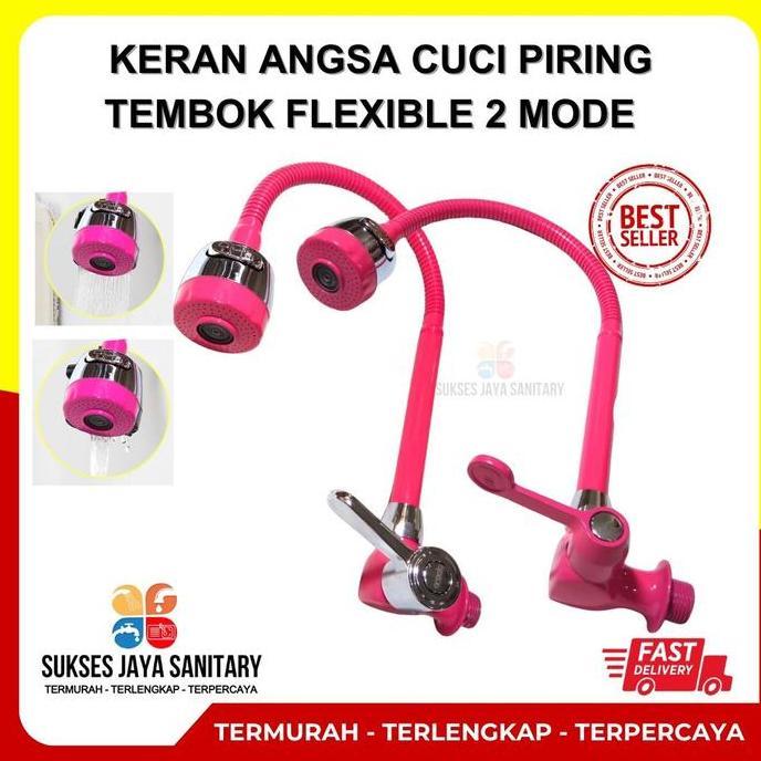 Vivatamanul5 - Kran Cuci Piring Pink 1/2 Inch Fleksibel Wastafel Dapur Variasi Handle