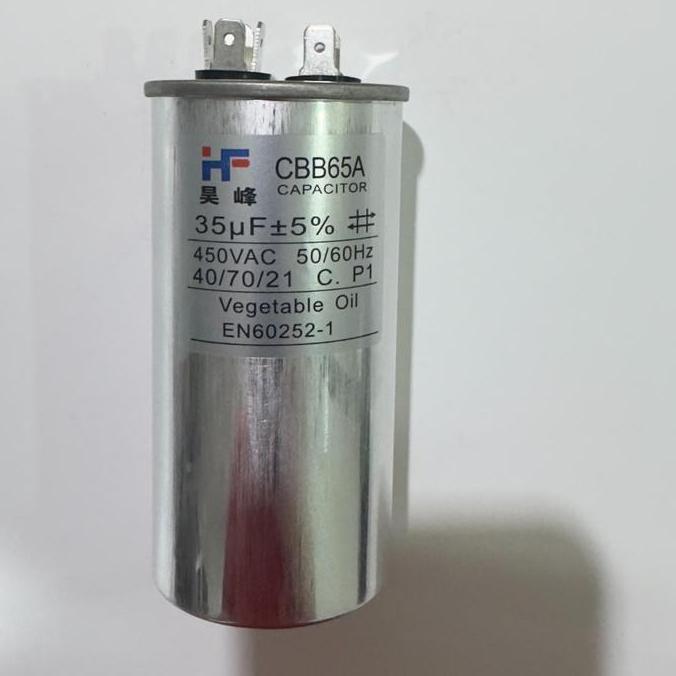 GARANSI CBB65 35UF KAPASITOR CBB65 CBB65A AC KULKAS GENSET CAPASITOR BULAT SOCKET PIN KOMPRESOR ALUM