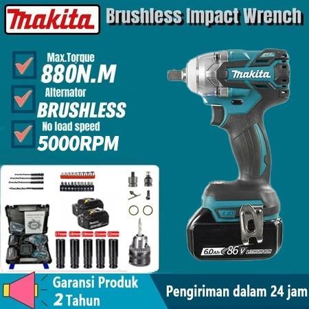 Maklta Impact Cordless Bor Impact Wrench 86V 880Nm Impact Baterai Brushless Bor Impact Baterai 2 Bat