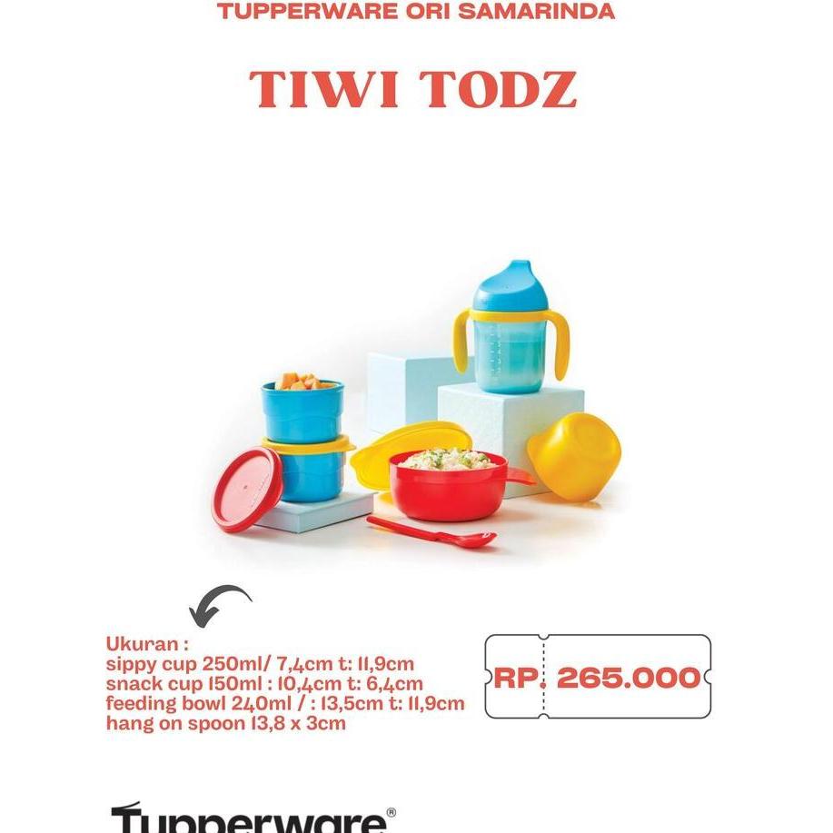 Tupperware Ori - Tiwi Todz Set  //  Perlengkapan Makan Bayi 250ml Sippy Cup 125ml Snack Cup 240ml Fe
