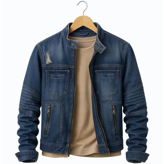 Jaket Jeans Biker Denim Pria Wanita Terbaru Blazer Keren Distro ANG