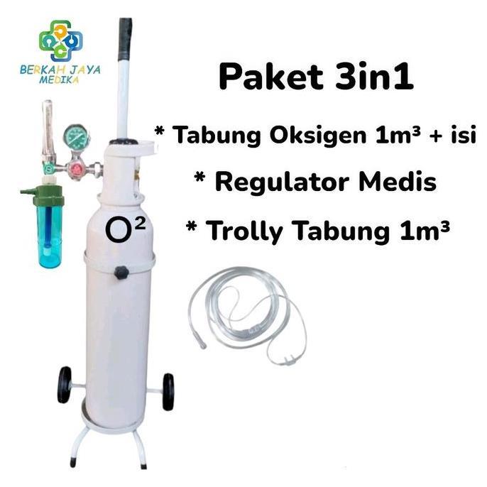 Tabung Oksigen Medis 1m3 Paket Set Lengkap Siap Pakai