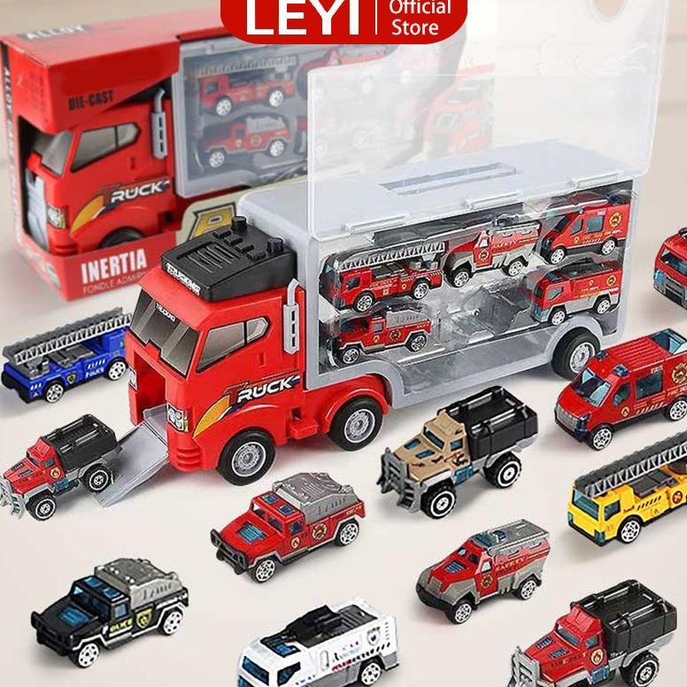 [BQD] LEYI Mainan Truk Mobil Truk Alloy Dengan Tempat Penyimpanan Mobil Box Mainan Mobil Container M