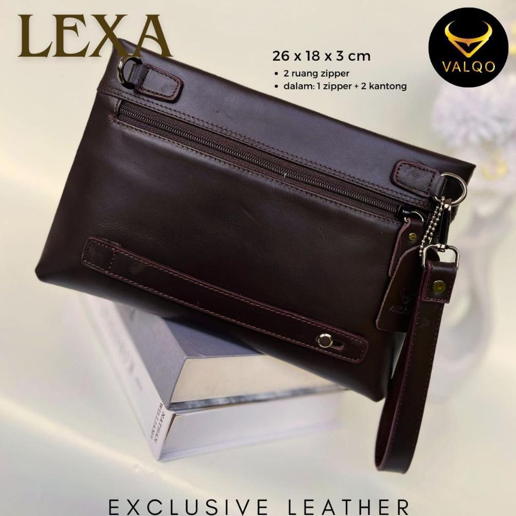 bestpromo valqo lexa clutch kulit sapi motif batik pouch kulit handbag wanita pria tas tangan