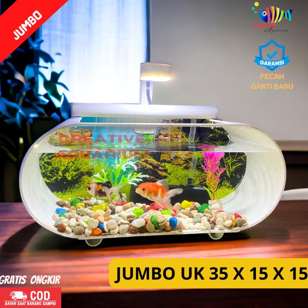 1 Set lengkap aquarium kaca akrilik ukuran Besar 35x15x15 lengkap dengan mesin oxygn dan filter ting