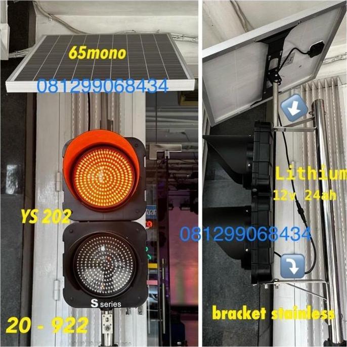 Lampu Traffic light solar lampu warning light solar 2 aspek kuning