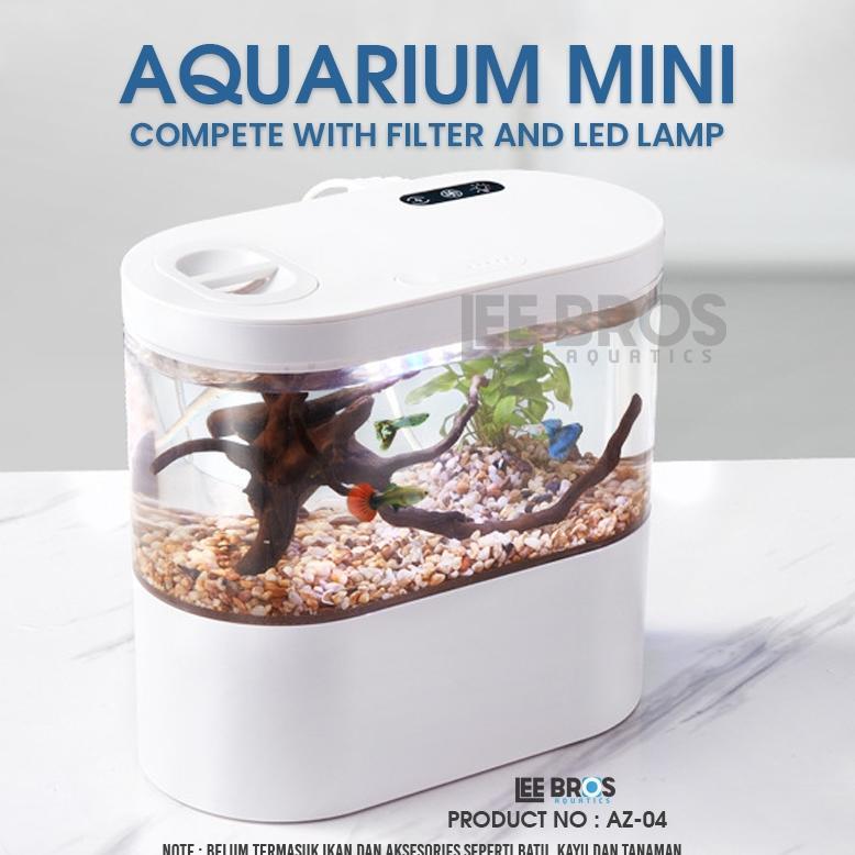-HSR- Aquarium Cupang Lengkap Filter + LED / Aquarium Mini USB Unik AZ-04