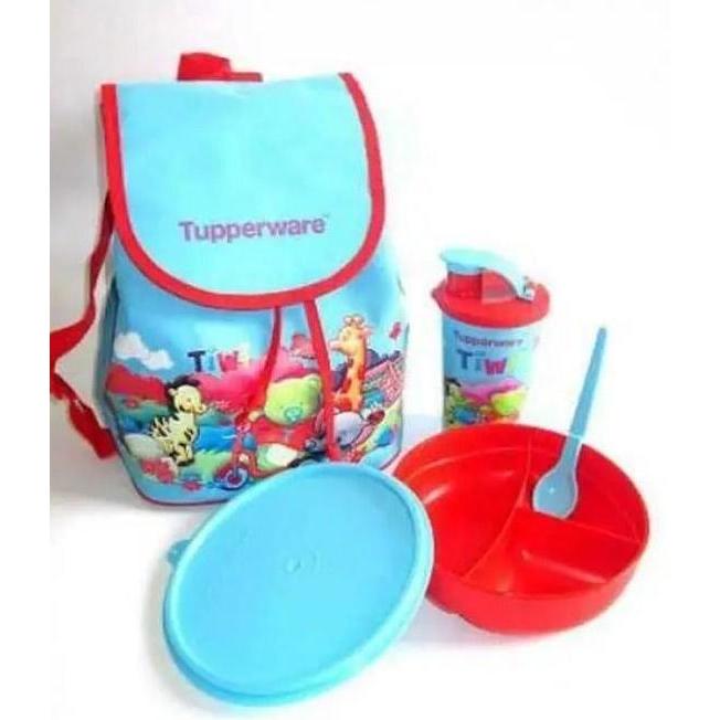 Tupperware Tiwi n Friends Bag + Lunch Box + Botol Minum PREMIUM TEMPAT MAKAN MINUM TAS BEKAL TUPERWE