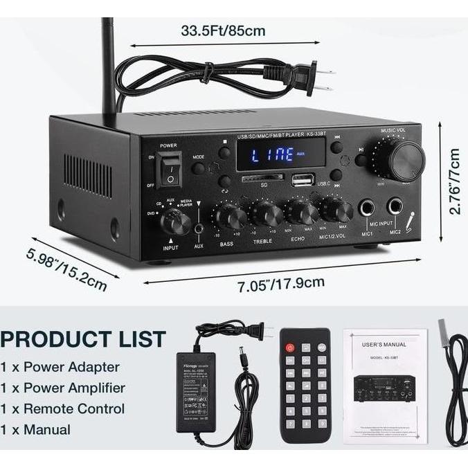 Yoiyoman- (Model Terbaru 2023)Bluetooth Eq Audioamplifier Kerndy Ks-33Bt New2023