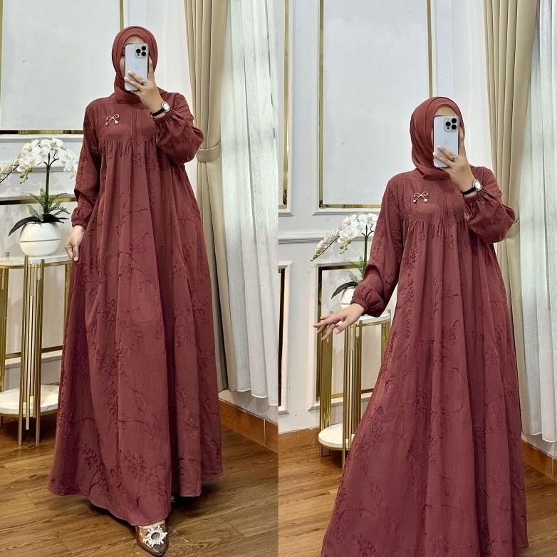 PROMO Nura CollectionOfficial - Katpol Zakira - Katun Polo Bordir - Baju Gamis Wanita Model Terbaru 
