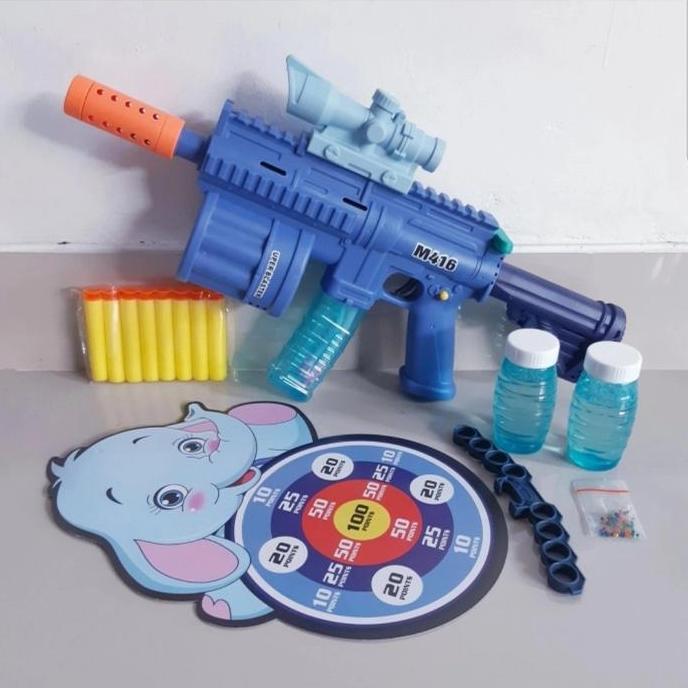 Promo Mainan Tembakan Pistol Peluru Busa Soft Gel Bubble Gun 3 in 1 Diskon