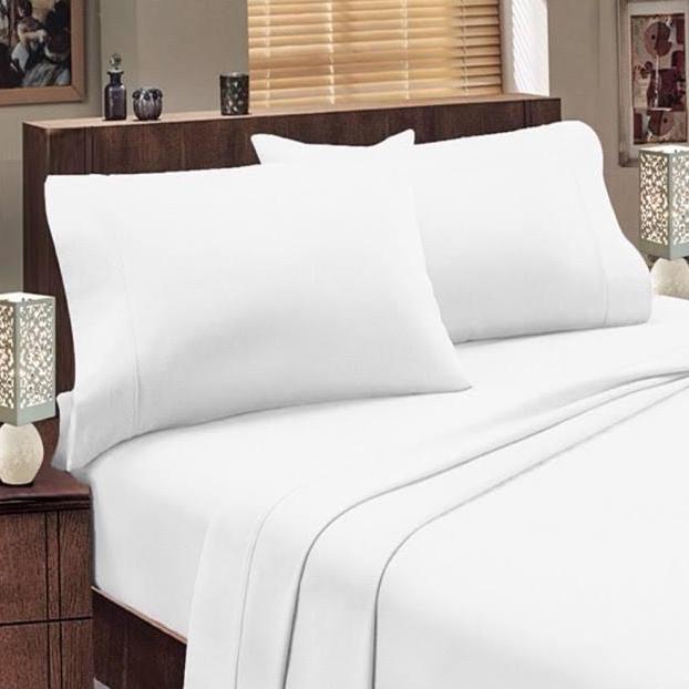 SPREI SET HOTEL POLOS PUTIH MICROTEX