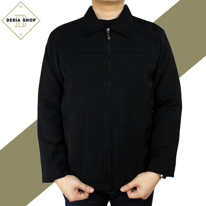 DE154 >> Jaket Semijas Pria Hitam Polos Garis Jasket Semi Jas Presiden SBY Stelan Cowok Jacket Boss 