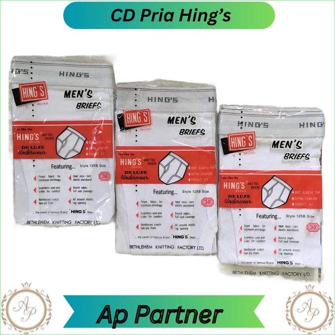 DV258 >> [6 Pcs] Celana Dalam Laki-laki HING Putih Bahan Katun 32-42 | Grosir Celana Dalam Pria Hing