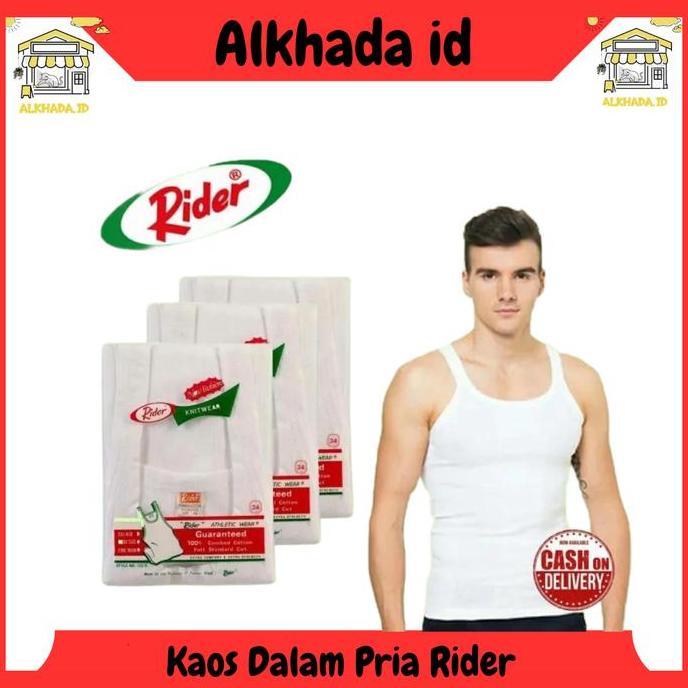 DR134 - Grosir 3 Pcs - Singlet Kaos Kutang Pria Dewasa Rider 125 B Katun Adem | Kaos Dalam Pria Dewa