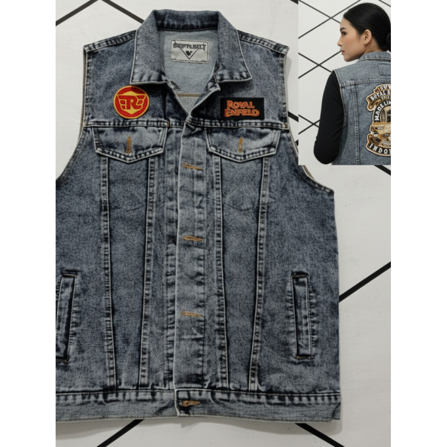 Vest Pria/Rompi royal enfield/rompi jeans/rompi anak motor/Vest Denim