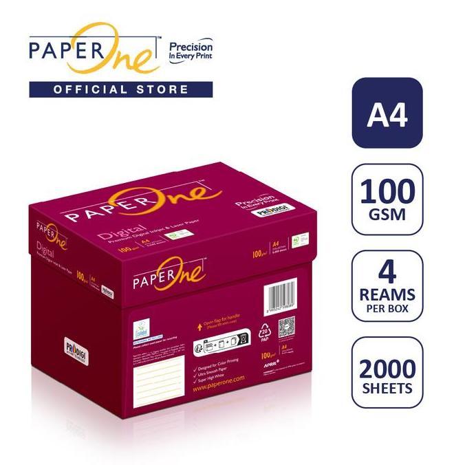 BEBAS ONGKIR - PaperOne Kertas A4 100gr Digital 1 Box (2000 lembar) Kertas HVS