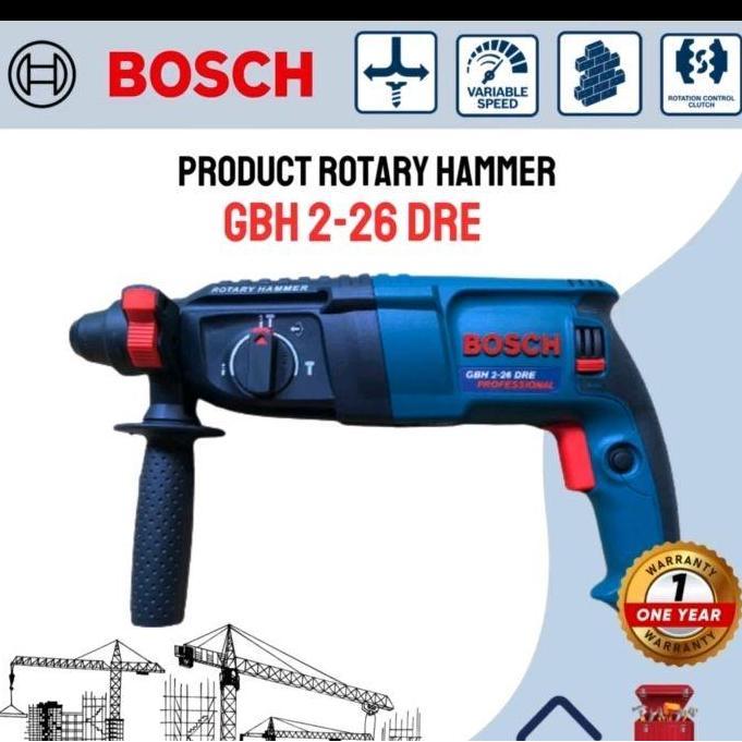 bejomingaal - mesin bor bobok beton tembok gbh 2-26 dre hammer drill sds 3 fungsi 800w bosch dengan 