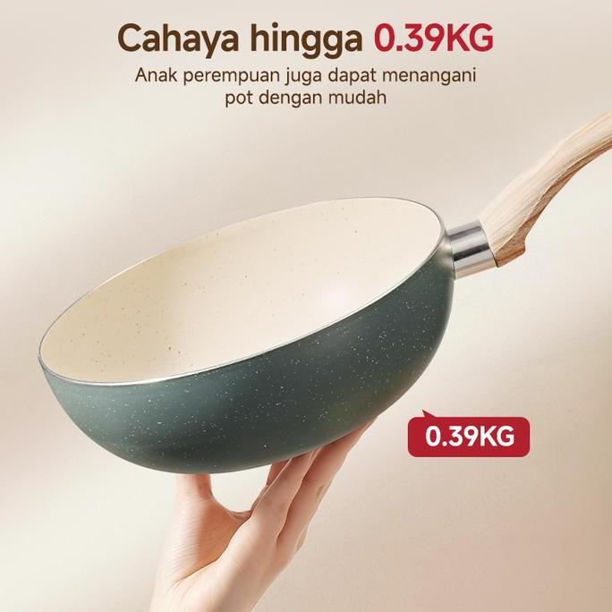Modofo Wajan Penggorengan Anti Lengke 20cm Wok Pan Wajan Anti Lengket Wajan Goreng Kedalaman 8.5cm W