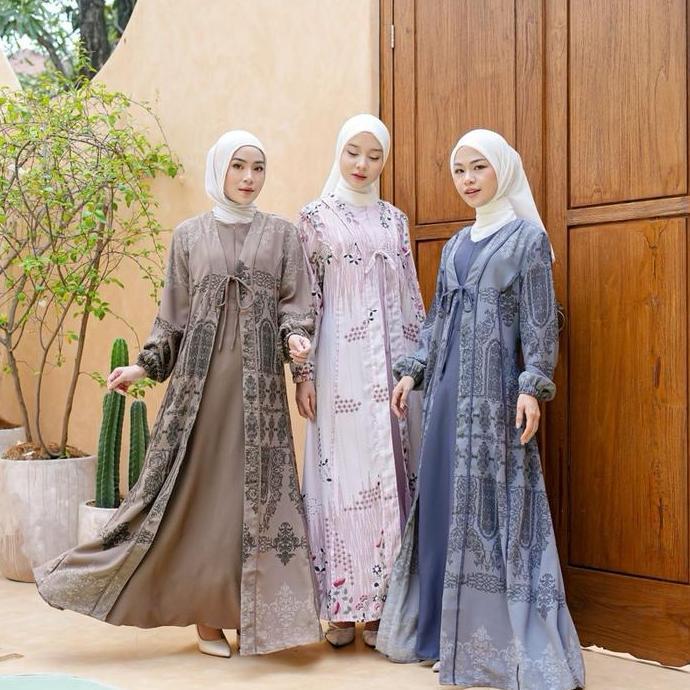 Joley Cloth - Alia Dress Abaya Simple Motif Printing Terbaru 2025 Gamis Bridesmaid Wanita Sarimbit S