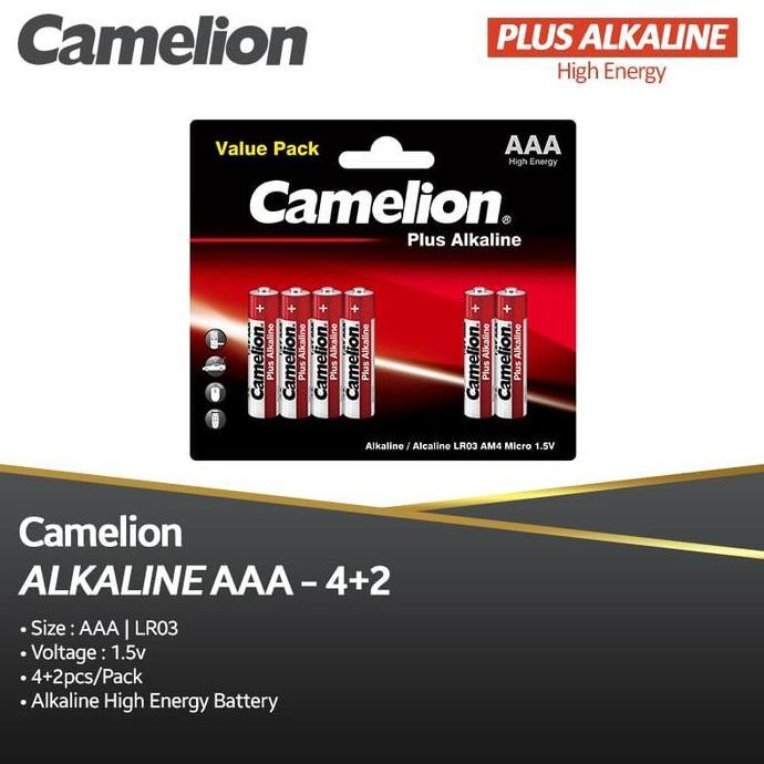 Jadibagus- Camelion Baterai Alkaline Aaa 4 + 2 | Baterai Alkaline A3 Isi 6