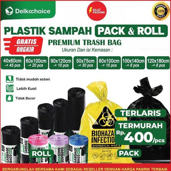 Langsungbersih- Plastik Sampah | Trash Bag Garbage Bag | Kantong Sampah | Kresek Sampah Hitam Pack R