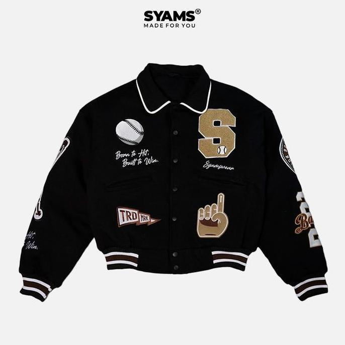 Syams Wear Jacket Varsity Slam Syndicate Jaket Embroidery Flecee 440 GSM
