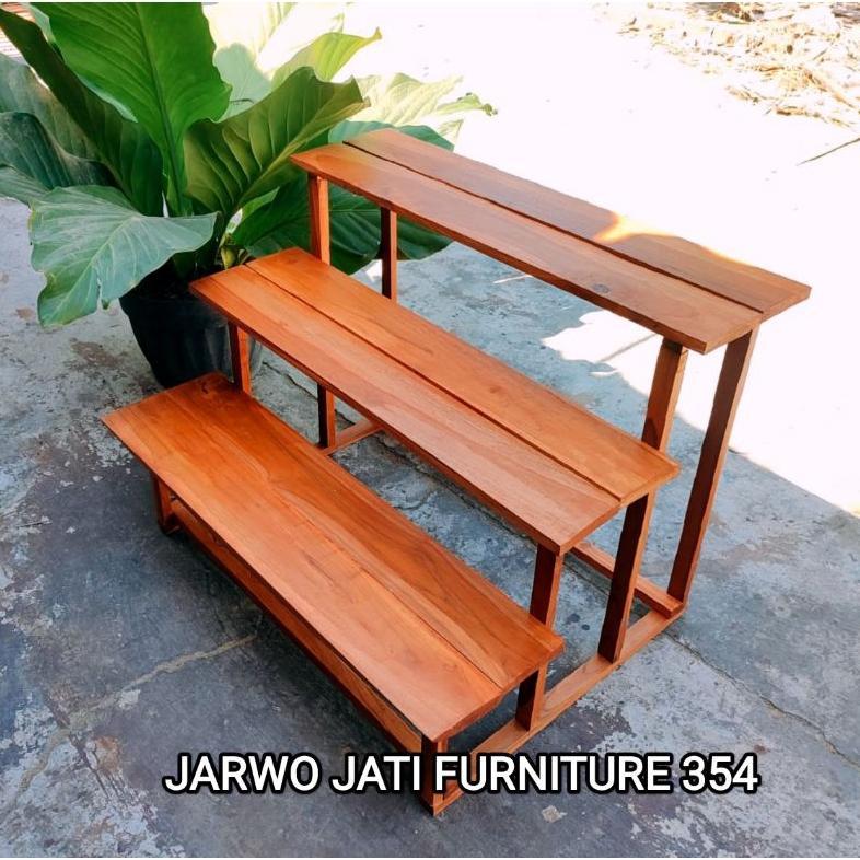 ARN Rak Pot Bunga Aesthetic Kayu Jati (Panjang 1m)