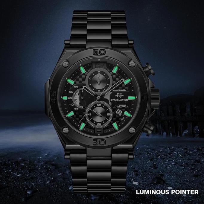 Evans Jayden Jam Tangan Pria EJ 9839 Rantai Stainless Steel Chronograph Kaca Sapphire Water Resistan