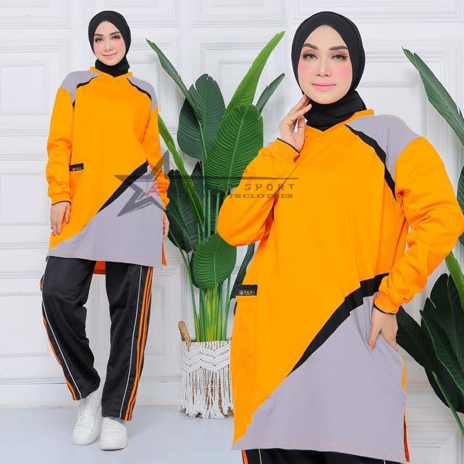 Baju Olahraga Senam Tunik Muslimah / Setelan Baju Olahraga Senam Wh / Seragam Olahraga Senam Terbaru