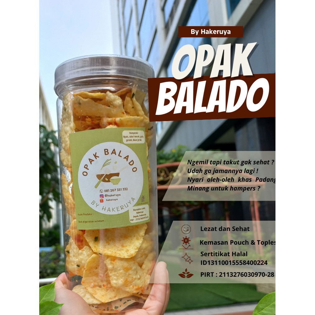 Opak Balado Padang -  Cemilan Halal dan PIRT