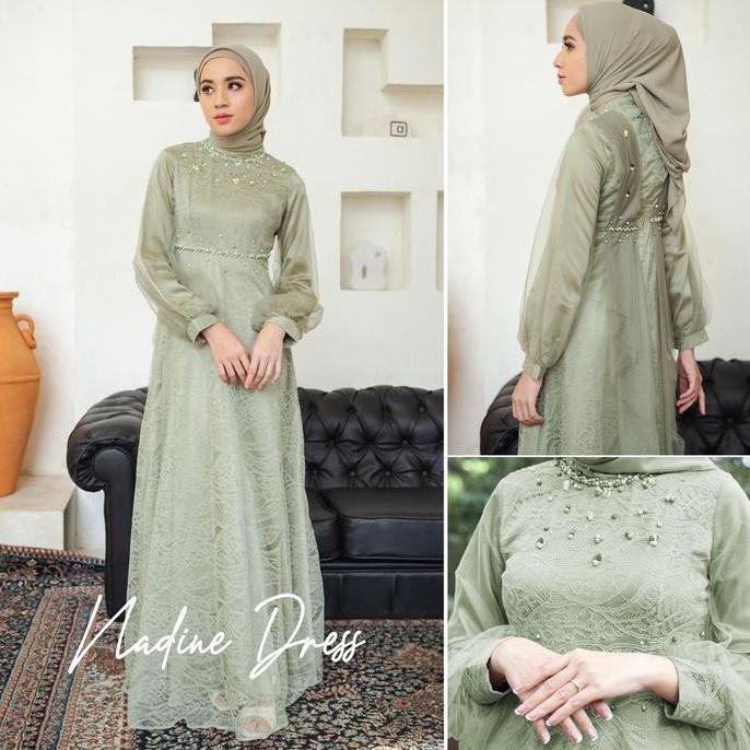 NADINE DRESS PREMIUM GAMIS MUSLIMAH REMAJA GAUN KONDANGAN PESTA BRUKAT ELEGAN DRESS LEBARAN