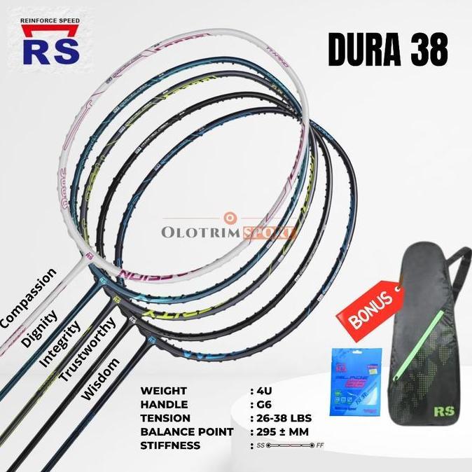 TERMURAH - [38LBS] Raket Badminton RS DURA 38 Original
