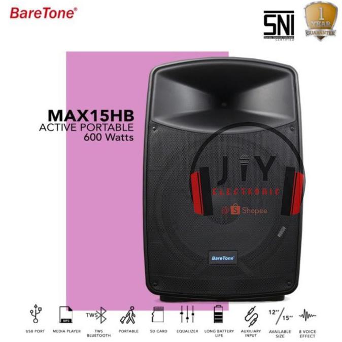 NEW Speaker Portable Wireless Baretone 15 inch MAX15HB MAX 15 HB MAX-15HB