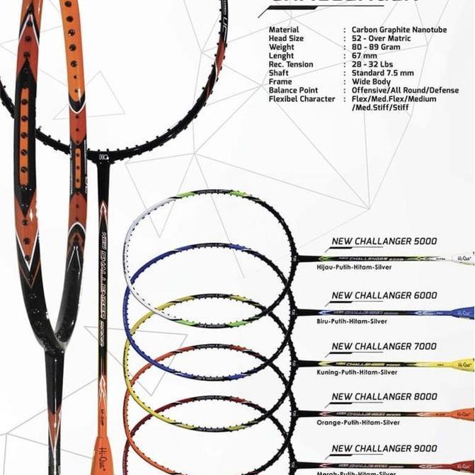 Raket Badminton HIQUA HQ NEW CHALLENGER 5000/6000/7000/8000/9000 ORI