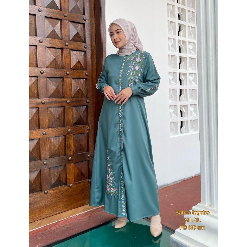BORDIR BAHAN KATUN TOYOBO | DRESS BORDIR WANITA