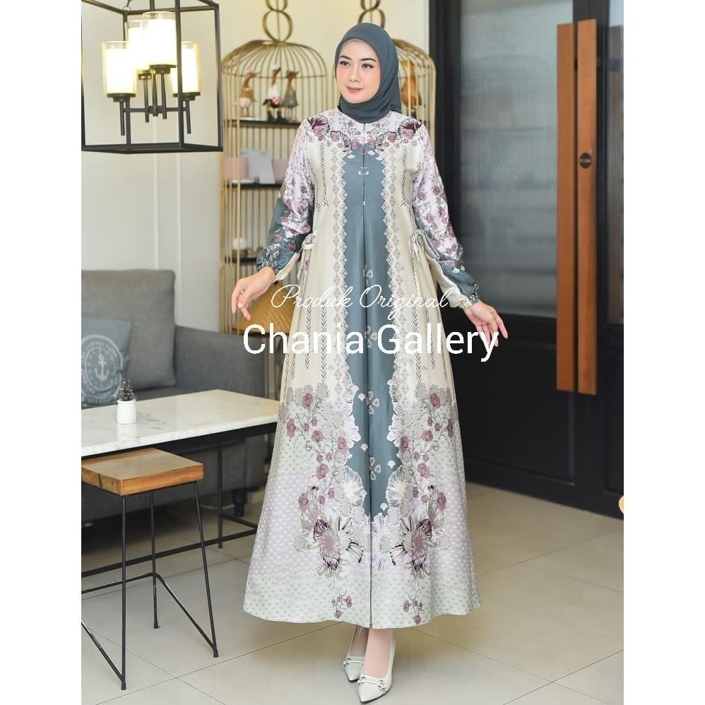 HOT DRESS LiLY SILK PREMIUM Elegan Busui FrendlyGamis Motif Bunga|Gamis pesta lebaran