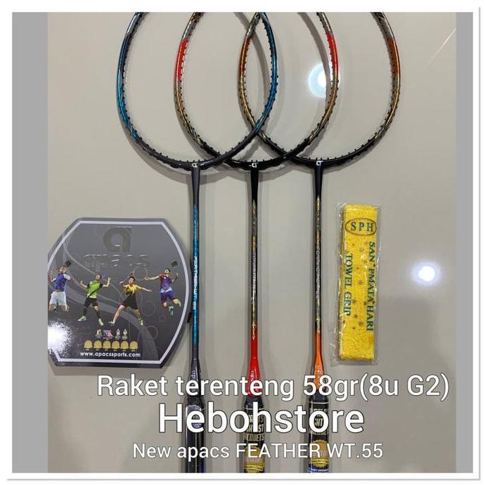 HARGA DISC - Raket Badminton NEW Apacs FEATHER WT.55 nanotec kuat 35 LBS berat 58gr