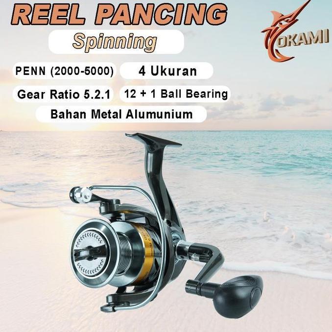 TERBARU - Reel Pancing Spinning 12+1 Ball Bearing Spool Aluminium Anti Karat dengan Power Handle Kno