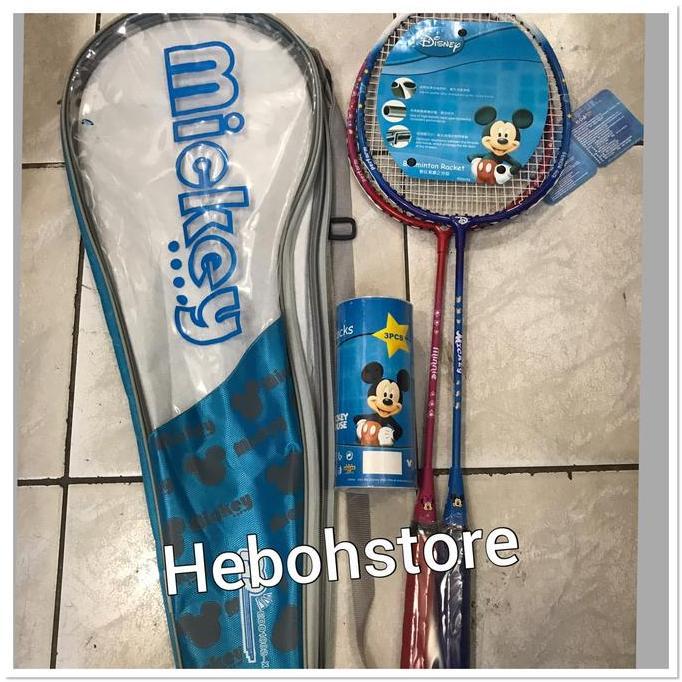 NEW Raket badminton bulutangkis isi 2 Bonus Kok karakter Murah bagus
