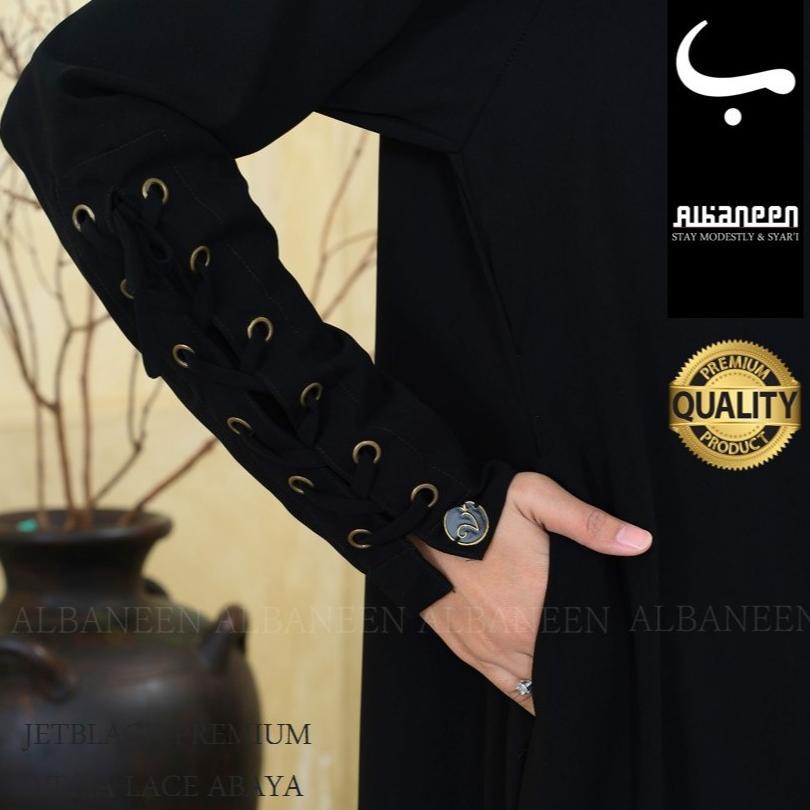 HARGA PRODUK [NEW Mola Dress] Gamis hitam jetblack kiara polos premium | Abaya hitam anti uv mewah A
