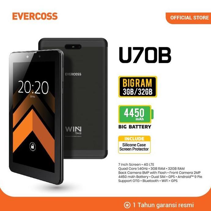 Allthebest- Evercoss U70B tablet 4G LTE 7inc ram 3gb rom 32gb garansi resmi