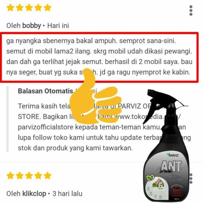 Allthebest- ANTI SEMUT MOBIL RUMAH RACUN PENGUSIR SEMUT ALAMI SPRAY PARVIZ