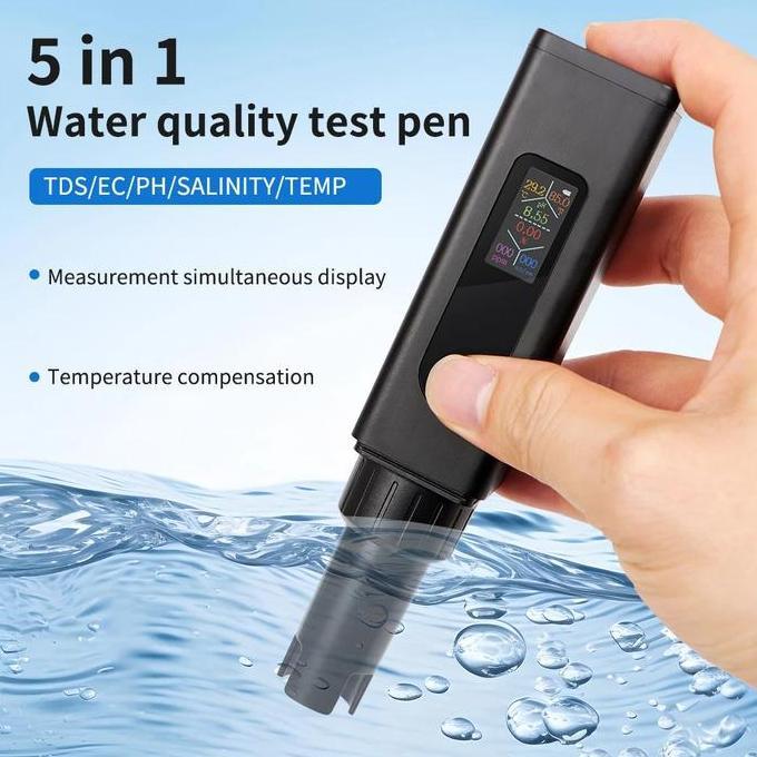 DHANISHON Alat Ukur Kualitas Air Digital 5in1 PH EC TDS Meter Pen