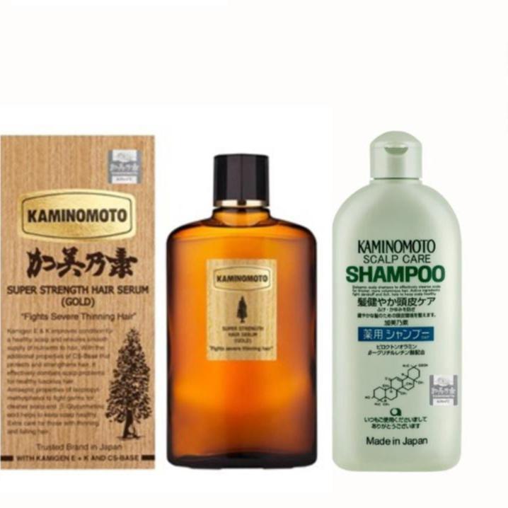 Kaminomoto Hair Tonic Gold + Shampoo Asli Jepang